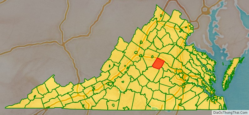 Fluvanna County location map in Virginia State.