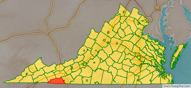 Grayson County location map in Virginia State.