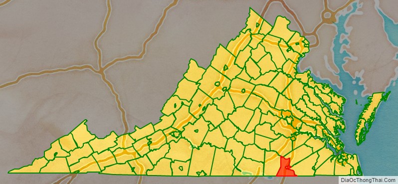 Greensville County location map in Virginia State.