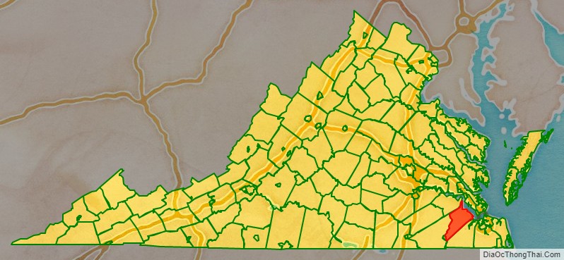 Isle of Wight County location map in Virginia State.