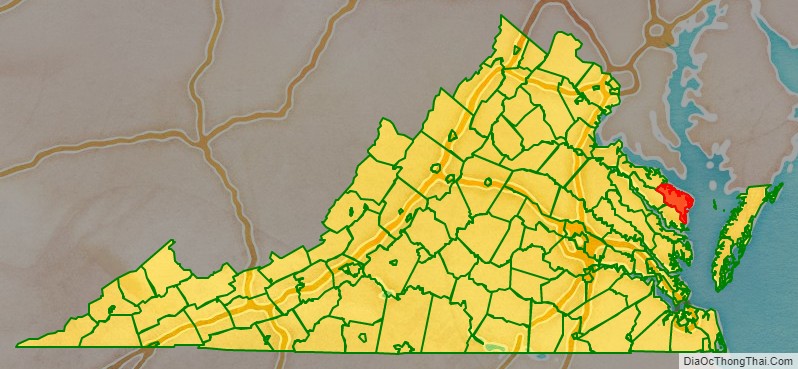 Northumberland County location map in Virginia State.