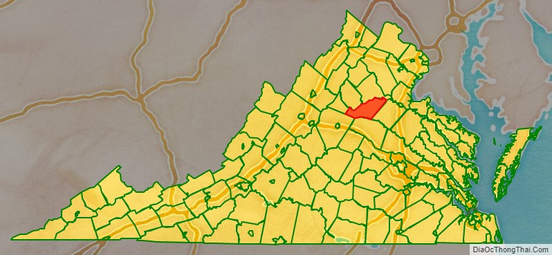 Orange County location map in Virginia State.