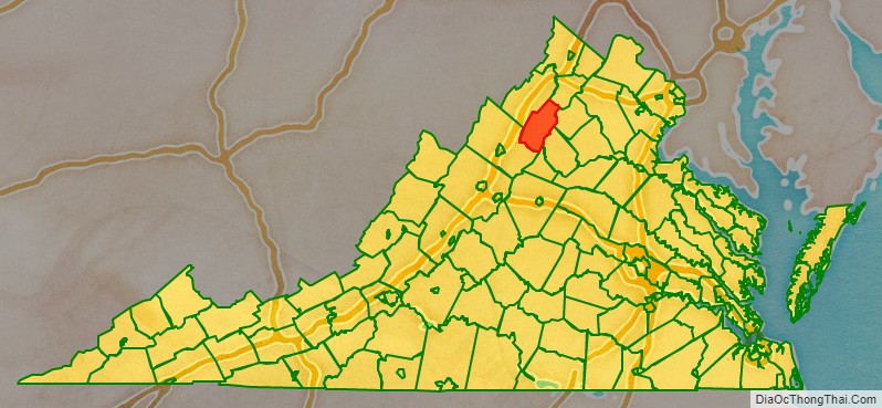 Page County location map in Virginia State.