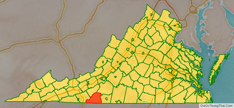 Patrick County location map in Virginia State.