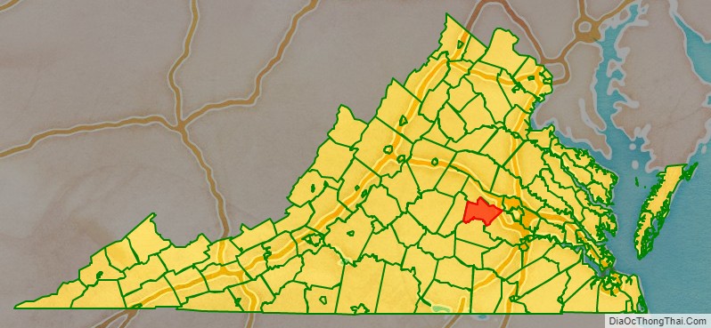 Powhatan County location map in Virginia State.