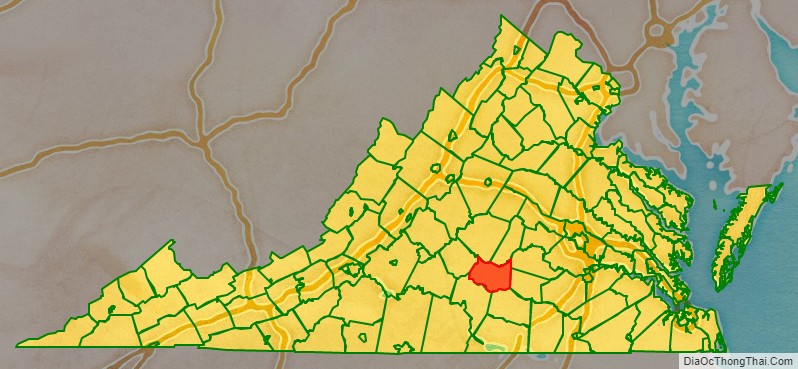 Prince Edward County location map in Virginia State.