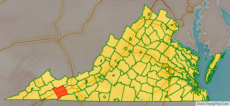 Smyth County location map in Virginia State.