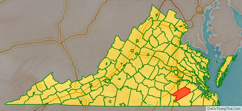 Sussex County location map in Virginia State.