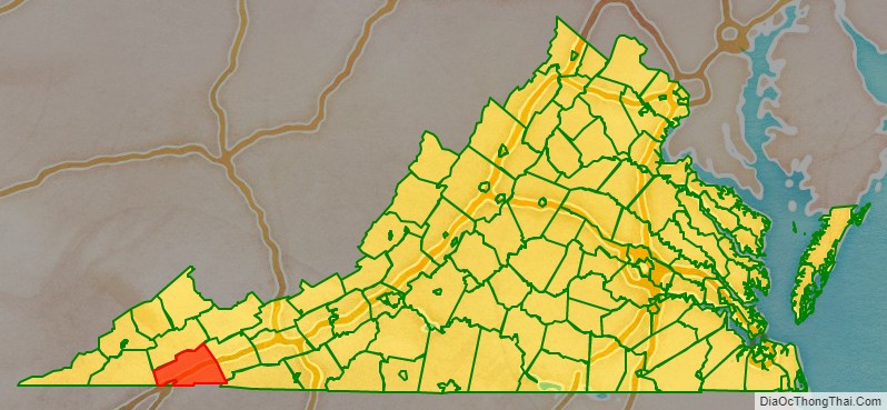 Washington County location map in Virginia State.
