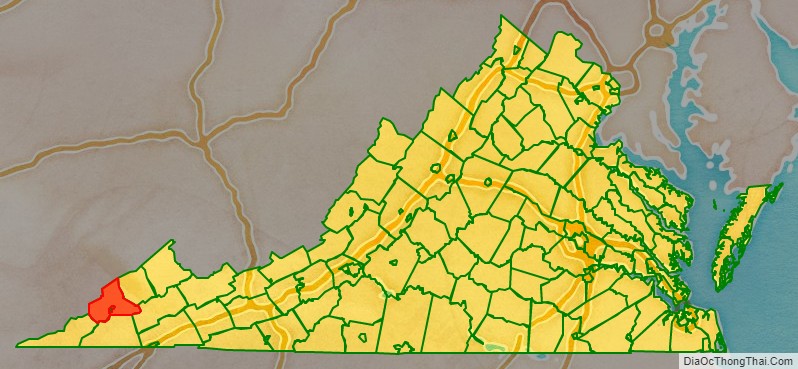 Wise County location map in Virginia State.