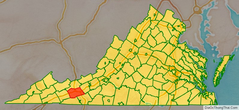 Wythe County location map in Virginia State.