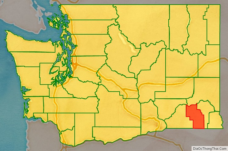 Columbia County location map in Washington State.