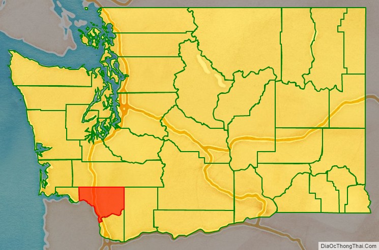 Cowlitz County location map in Washington State.