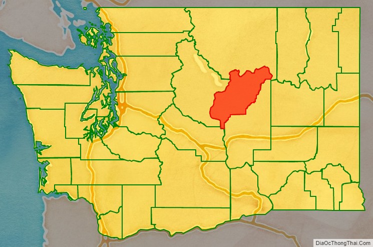 Douglas County location map in Washington State.