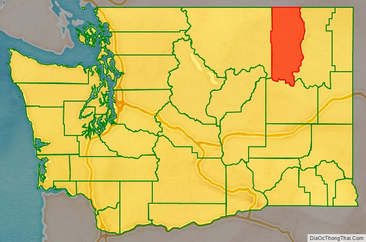 Ferry County location map in Washington State.