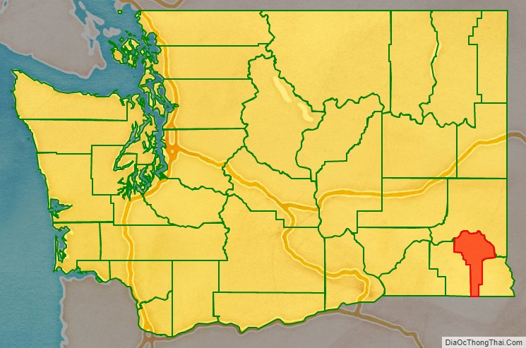Garfield County location map in Washington State.