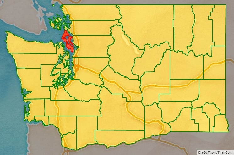Island County location map in Washington State.
