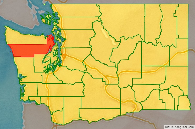 Jefferson County location map in Washington State.