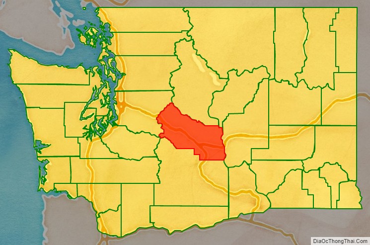 Kittitas County location map in Washington State.