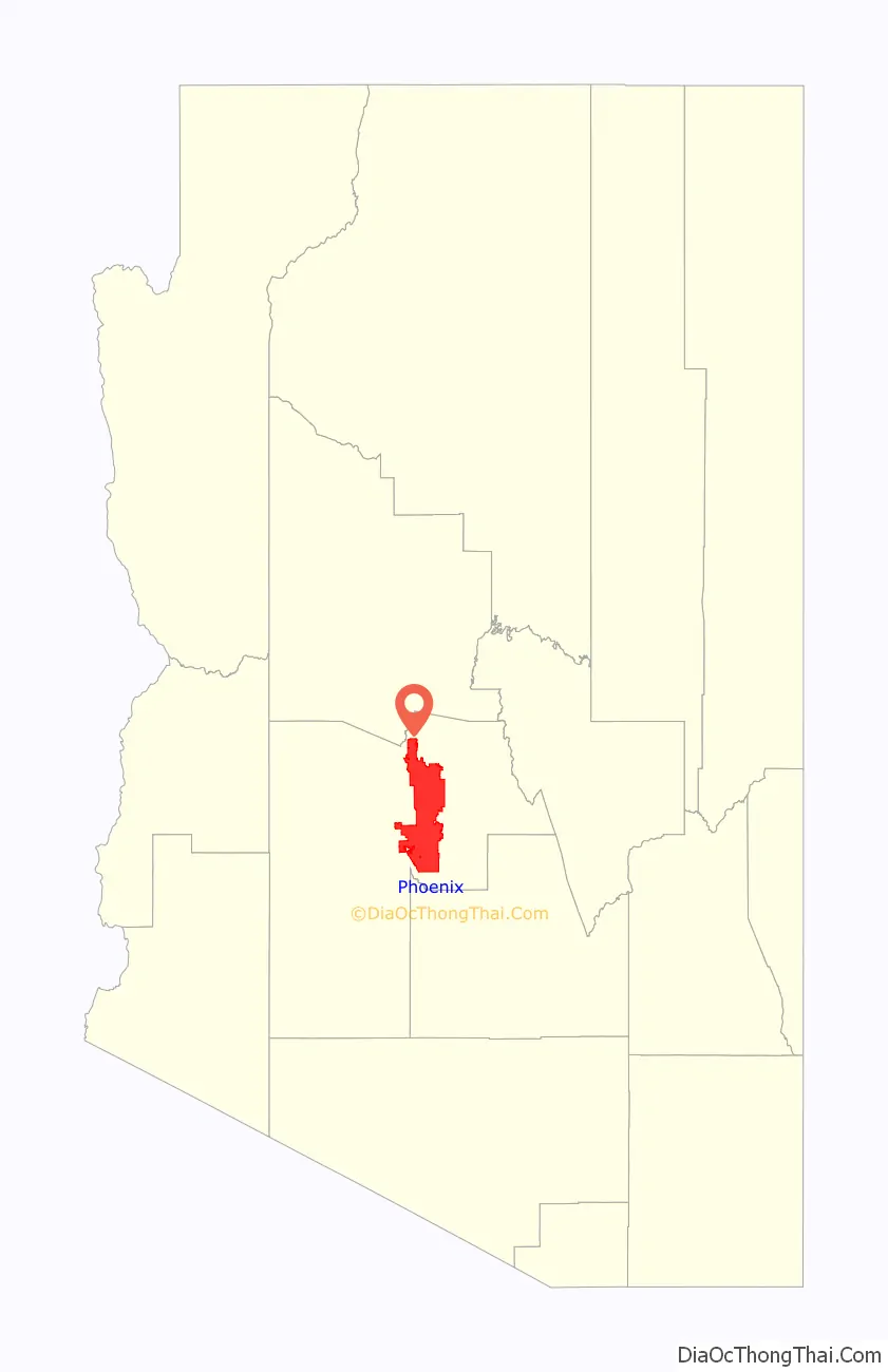Phoenix location on the Arizona map. Where is Phoenix city.