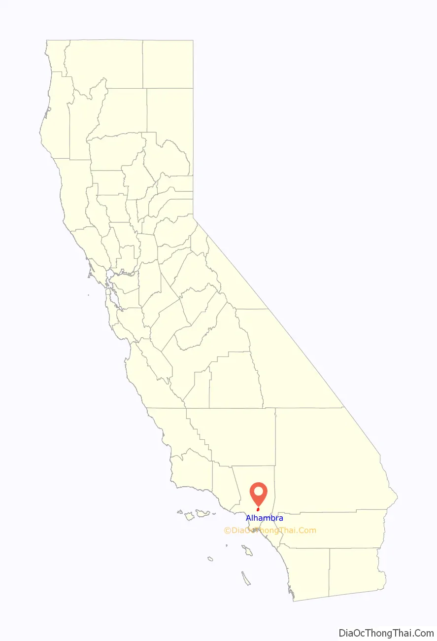 Map of Alhambra city, California