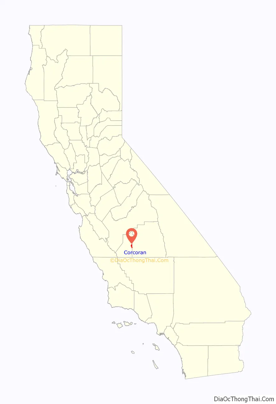 Map of Corcoran city, California
