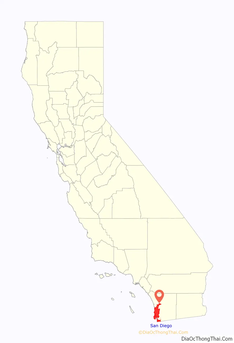 San Diego location on the California map. Where is San Diego city.