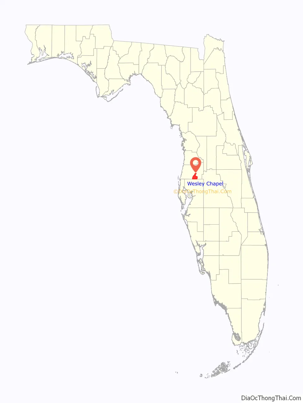 Map of Wesley Chapel CDP, Florida
