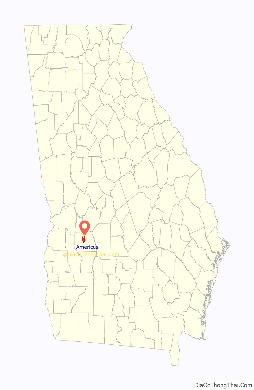 Map of Americus city, Georgia