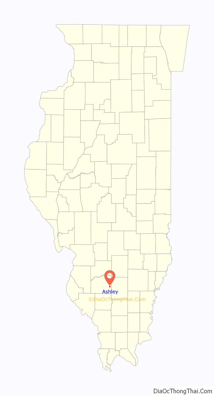 Map of Ashley city, Illinois