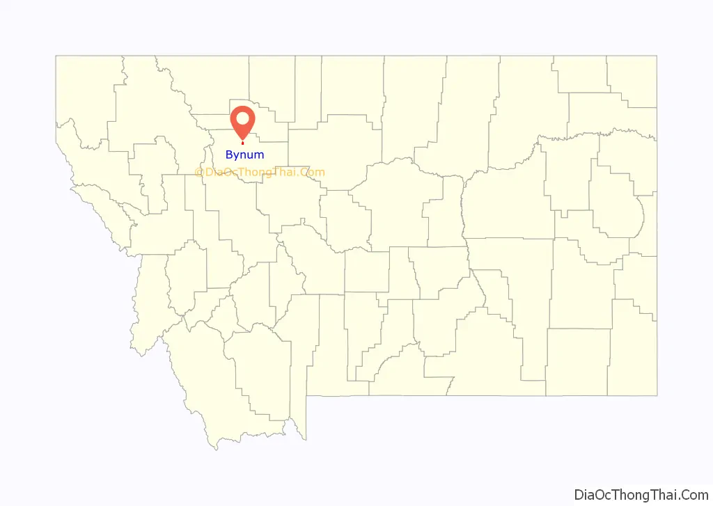 Map of Bynum CDP, Montana