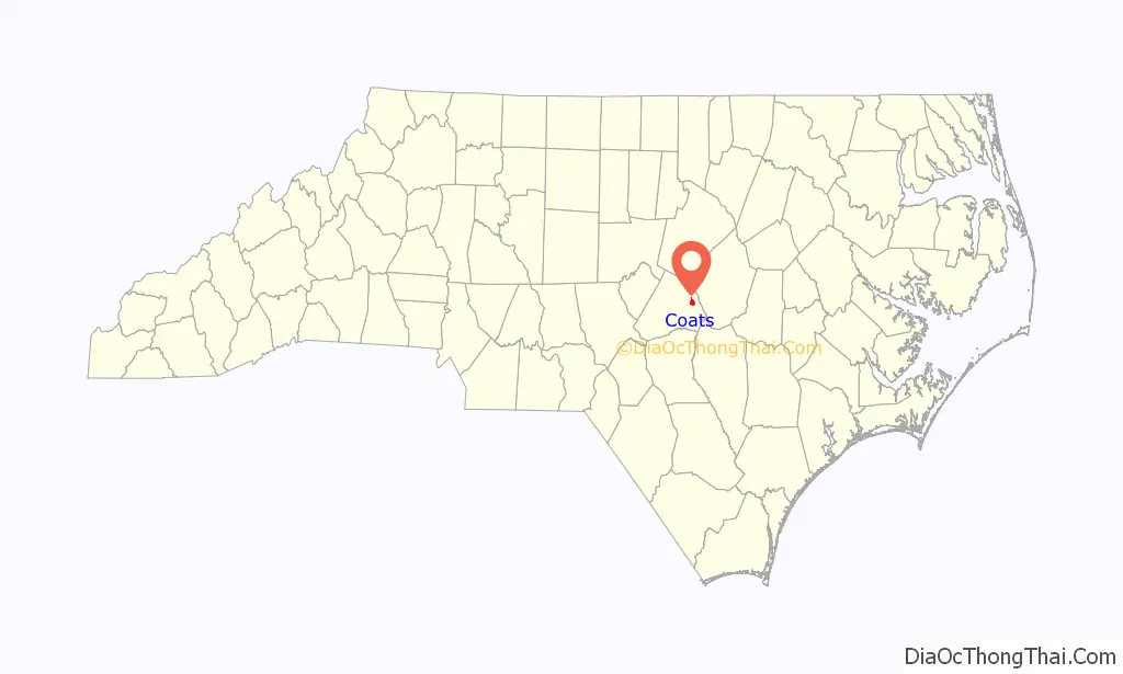 Map of Coats town, North Carolina - Thong Thai Real