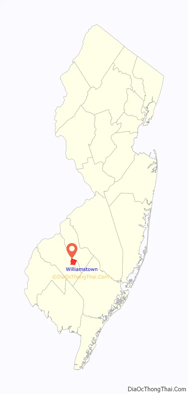 Map of Williamstown CDP, New Jersey