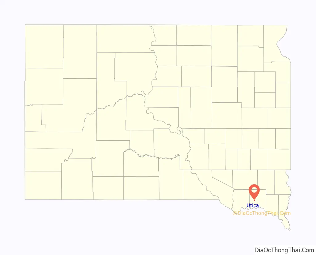 Map of Utica town, South Dakota