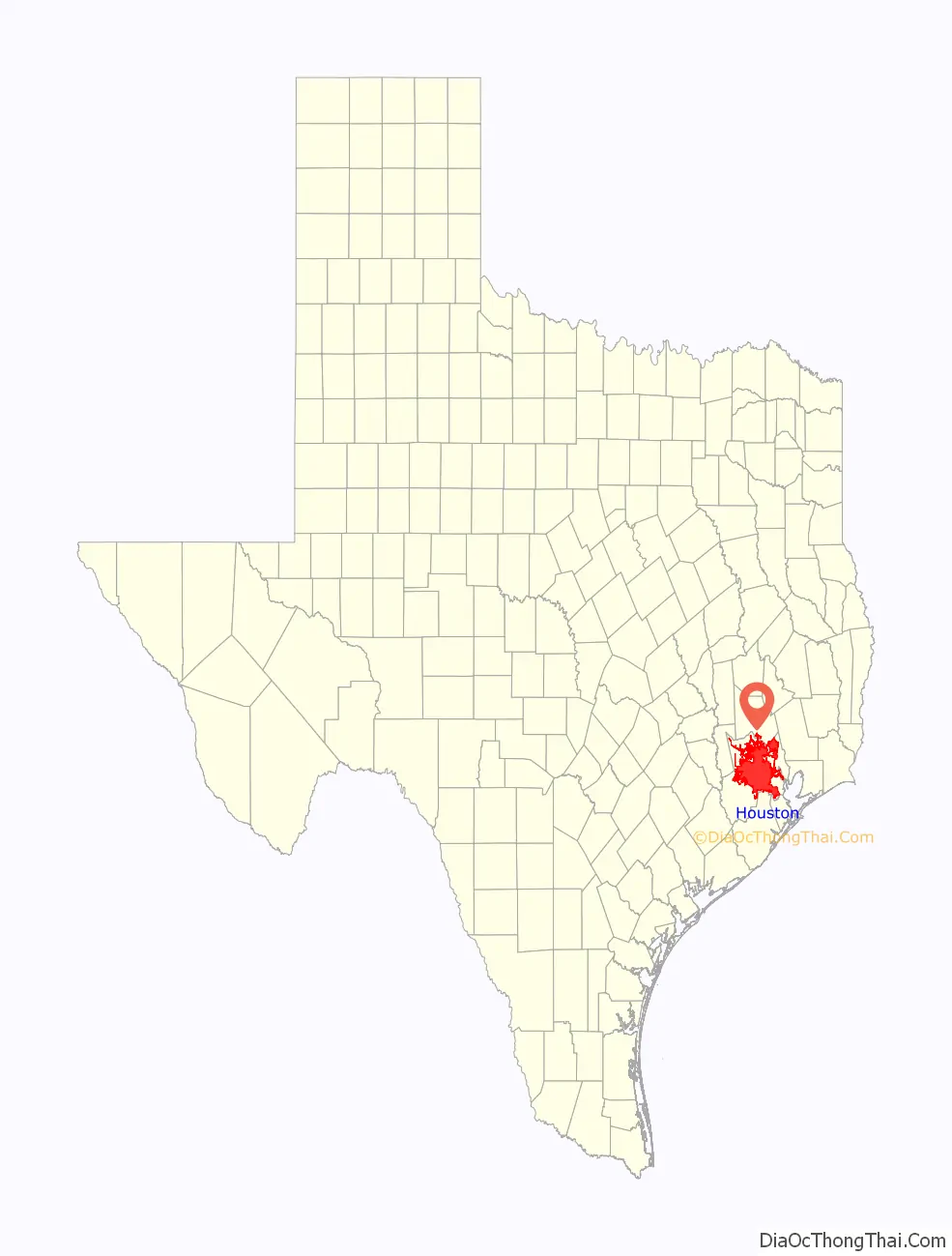 Houston location on the Texas map. Where is Houston city.