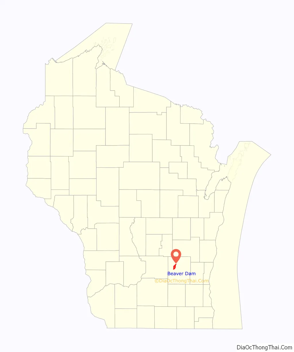 Map of Beaver Dam city, Wisconsin