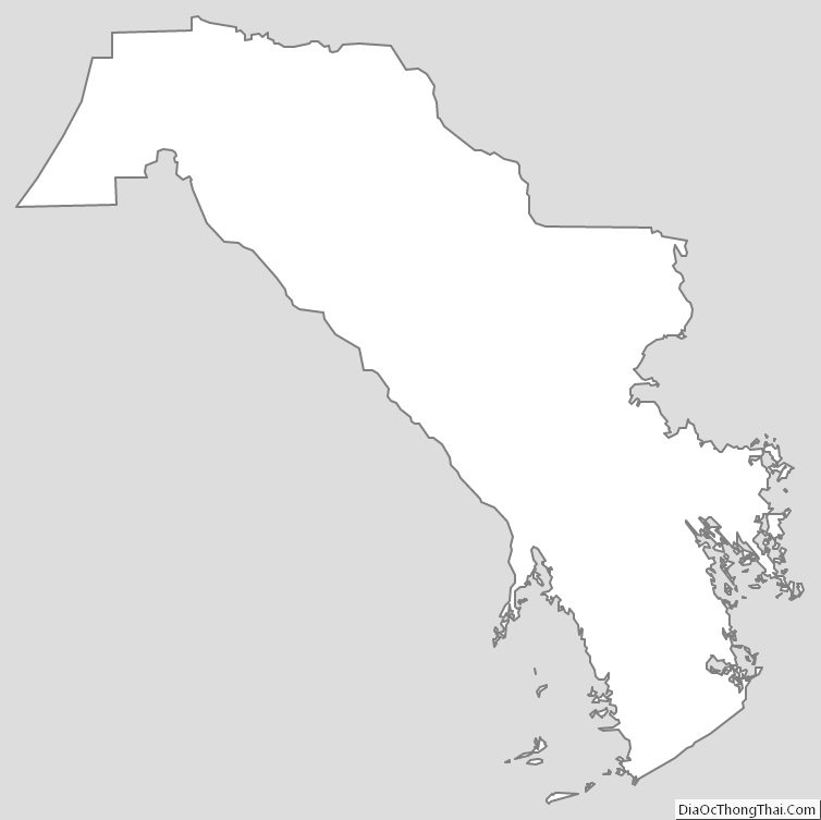 Outline Map of Lafourche Parish, Louisiana