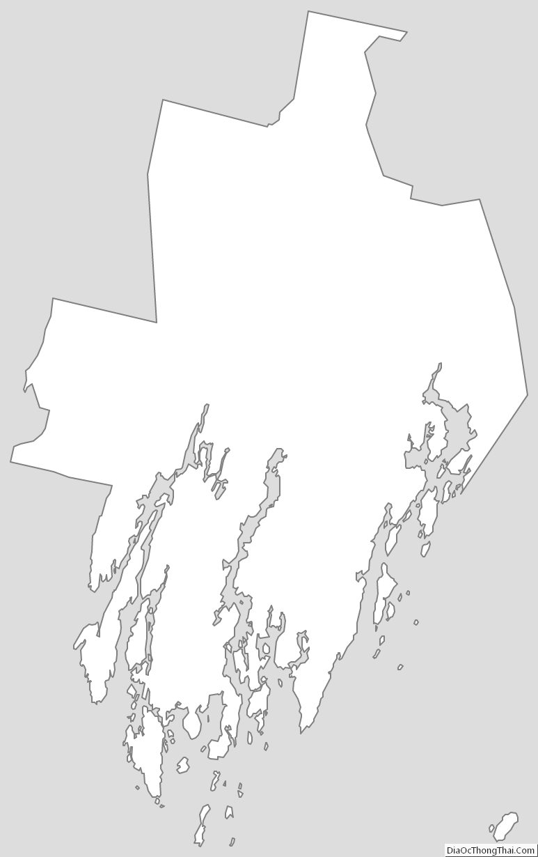 Outline Map of Lincoln County, Maine