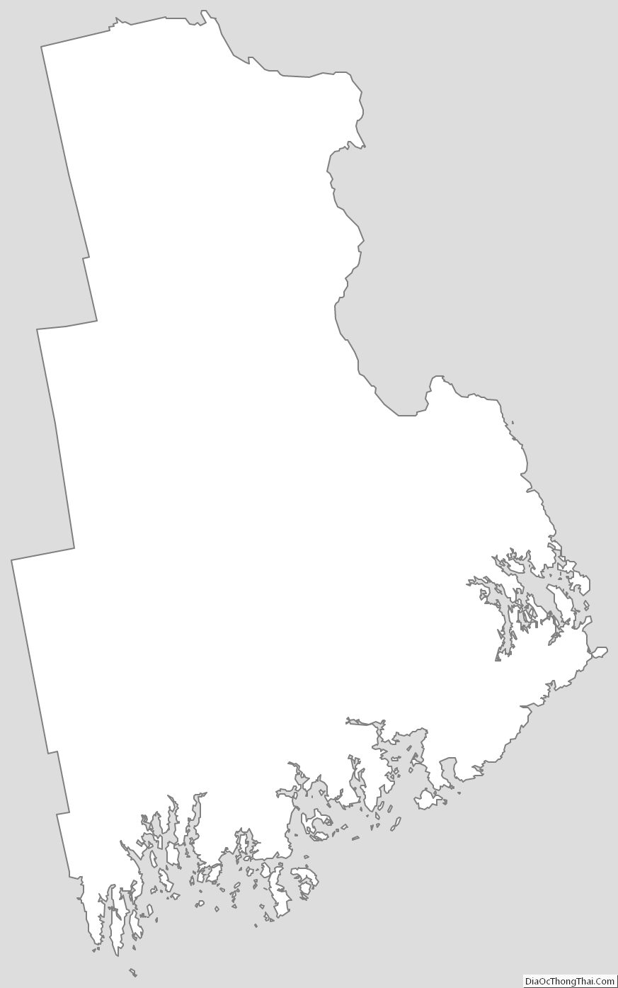Outline Map of Washington County, Maine