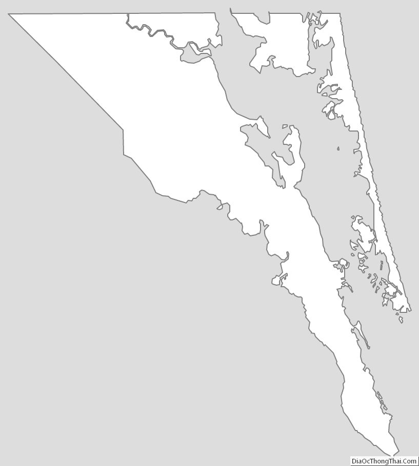 Outline Map of Currituck County, North Carolina