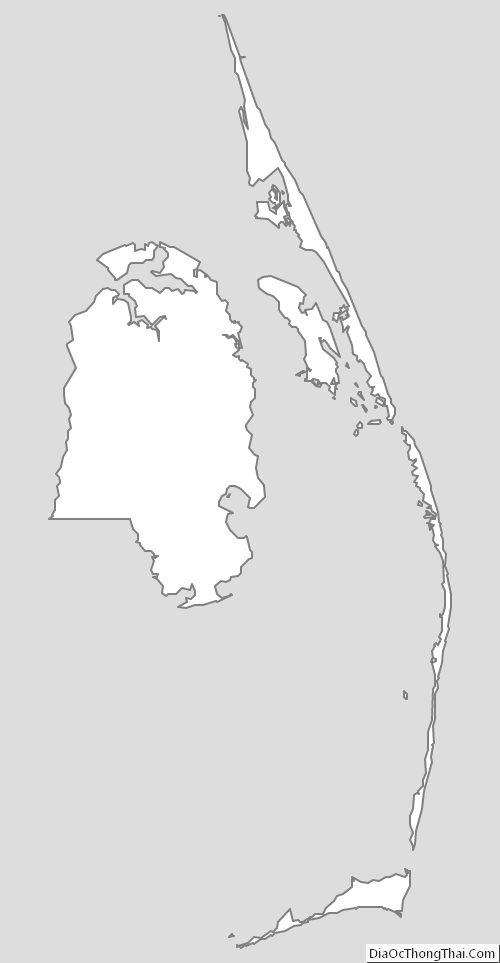 Outline Map of Dare County, North Carolina
