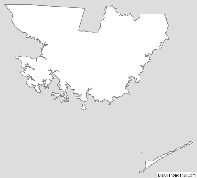 Outline Map of Hyde County, North Carolina