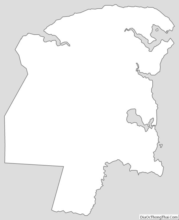Outline Map of Tyrrell County, North Carolina