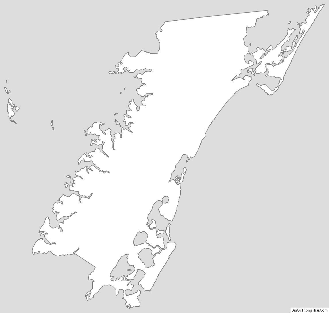 Outline Map of Accomack County, Virginia