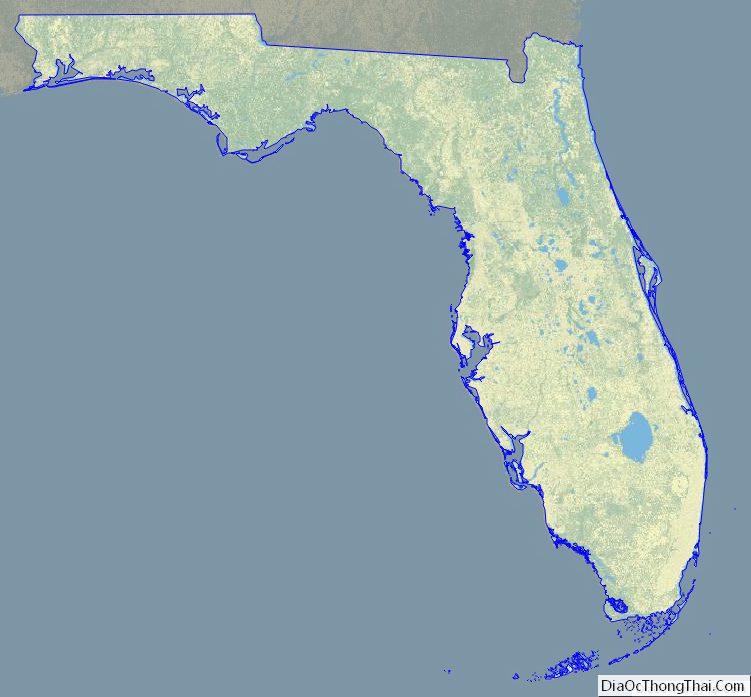 Physical map of Florida