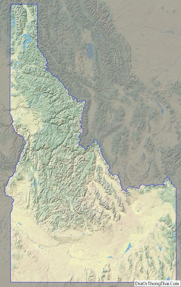 Physical map of Idaho