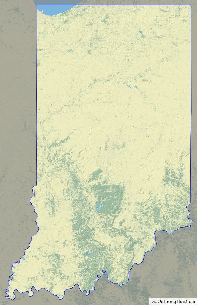 Physical map of Indiana