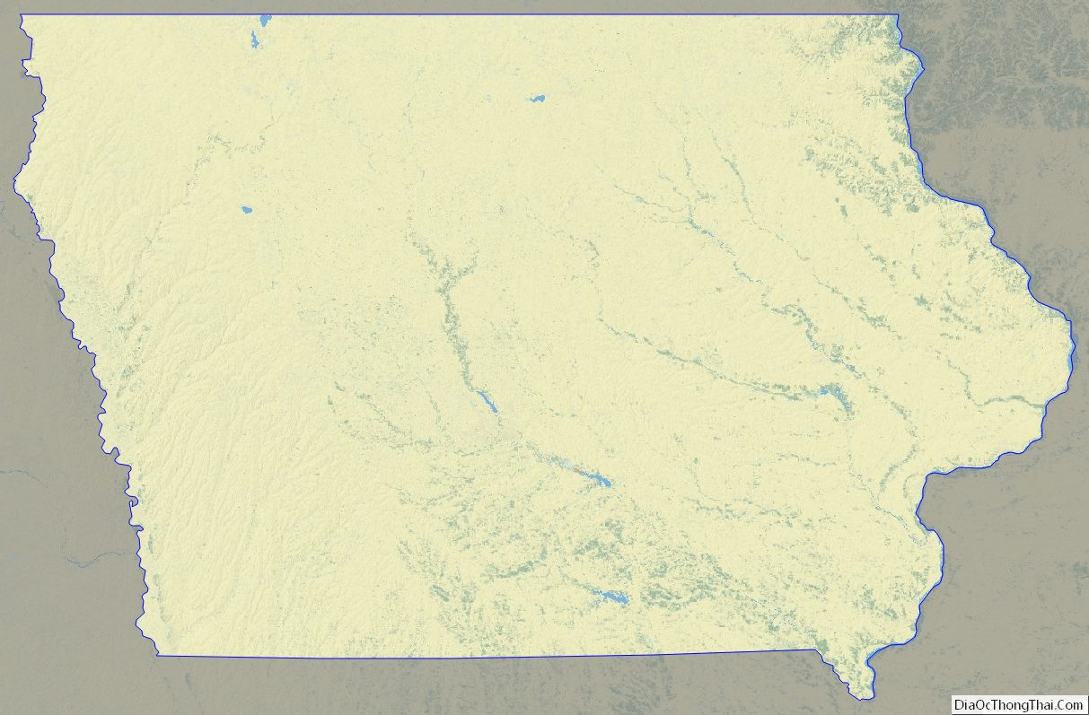 Physical map of Iowa