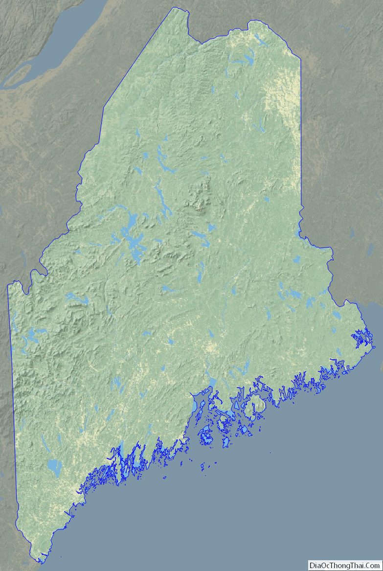Physical map of Maine