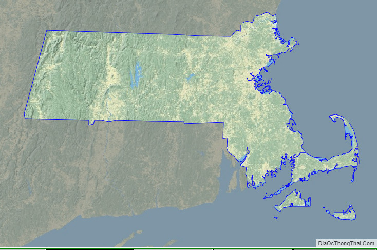 Physical map of Massachusetts
